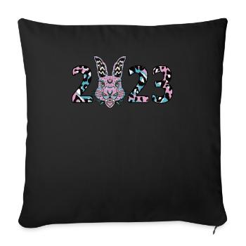 Christmas 2023 Year of the Rabbit Pink Fuzzy - Sofa pillowcase 17,3'' x 17,3'' (45 x 45 cm) - black - Front