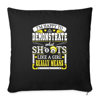 Billard drôle Ce que signifie tirer comme une fille - Housse de coussin décorative 45 x 45 cm - noir - Devant