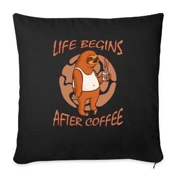 La vie commence après la dure matinée - Housse de coussin décorative 45 x 45 cm - noir - Devant