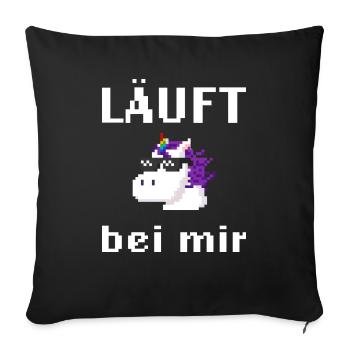 Läuft bei mir Pixelart mit Einhorn - Sofakissenbezug 45 x 45 cm - Schwarz - Vorne