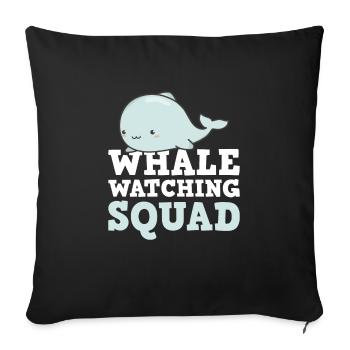 Whale Watching Humpback Blue Whale Cetacean - Sofa pillowcase 17,3'' x 17,3'' (45 x 45 cm) - black - Front