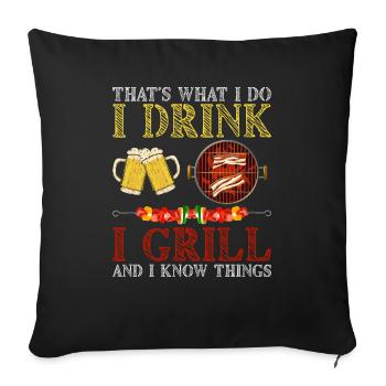 Grill Grill Summer Barbecue Beer Dicton - Housse de coussin décorative 45 x 45 cm - noir - Devant