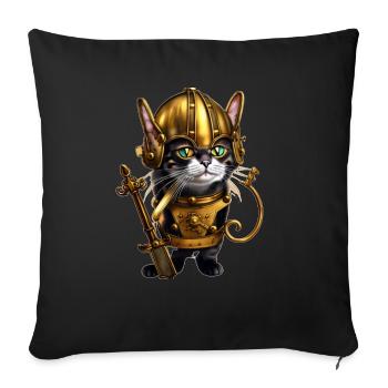 Anime Katze, Katze, Steampunk Katze - Sofakissenbezug 45 x 45 cm - Schwarz - Vorne