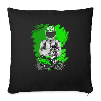 Moto Lifestyle / Moto / Moto motard - Housse de coussin décorative 45 x 45 cm - noir - Devant