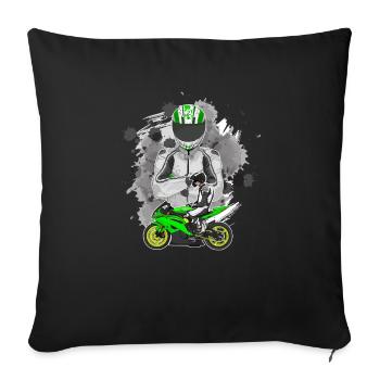 Moto Lifestyle / Moto / Moto motard - Housse de coussin décorative 45 x 45 cm - noir - Devant