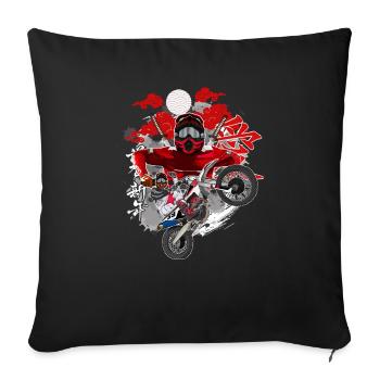 Motocross / Enduro / Freestyle mx / Dirtbike retro - Sofa pillowcase 17,3'' x 17,3'' (45 x 45 cm) - black - Front