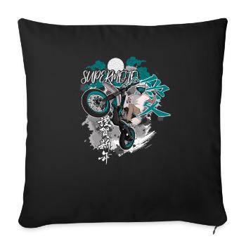 Supermoto / Supermotard / Supermoto Wheelie Biker - Housse de coussin décorative 45 x 45 cm - noir - Devant