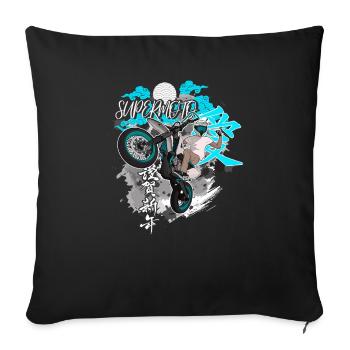 Motocross / Enduro / Freestyle mx / Dirtbike retro - Sofa pillowcase 17,3'' x 17,3'' (45 x 45 cm) - black - Front