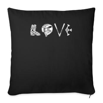 Sports d’hiver Ski Snowflake Casque de ski - Housse de coussin décorative 45 x 45 cm - noir - Devant