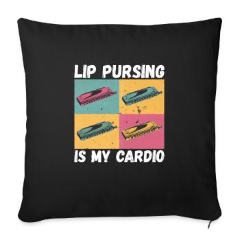 Orgue à bouche Français harmoniciste harpe - Housse de coussin décorative 45 x 45 cm - noir - Devant