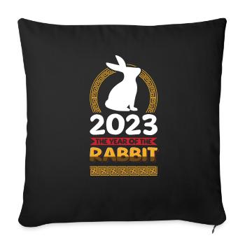 2023 The year of the rabbit Chinese Zodiac - Sofa pillowcase 17,3'' x 17,3'' (45 x 45 cm) - black - Front
