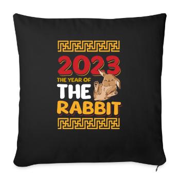 2023 The year of the rabbit Chinese Zodiac - Sofa pillowcase 17,3'' x 17,3'' (45 x 45 cm) - black - Front