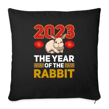 2023 The year of the rabbit Chinese Zodiac - Sofa pillowcase 17,3'' x 17,3'' (45 x 45 cm) - black - Front