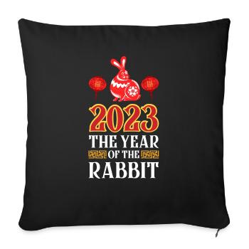 2023 The year of the rabbit Chinese Zodiac - Sofa pillowcase 17,3'' x 17,3'' (45 x 45 cm) - black - Front
