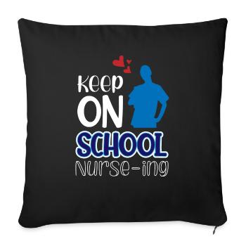 Continuez à travailler à l’école - Housse de coussin décorative 45 x 45 cm - noir - Devant