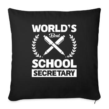 Meilleure secrétaire d’école au monde - Housse de coussin décorative 45 x 45 cm - noir - Devant