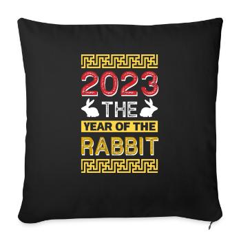 2023 L’année du zodiaque chinois lapin - Housse de coussin décorative 45 x 45 cm - noir - Devant