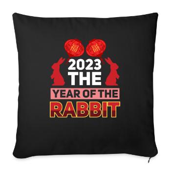 2023 The year of the rabbit Chinese Zodiac - Sofa pillowcase 17,3'' x 17,3'' (45 x 45 cm) - black - Front