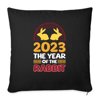 2023 The year of the rabbit Chinese Zodiac - Sofa pillowcase 17,3'' x 17,3'' (45 x 45 cm) - black - Front