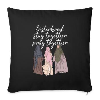 Sisterhood - stay together - pray together - white - Sofa pillowcase 17,3'' x 17,3'' (45 x 45 cm) - black - Front