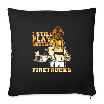 Feuerwehrmann Feuerwehr & Sprüche - Sofakissenbezug 45 x 45 cm - Schwarz - Vorne