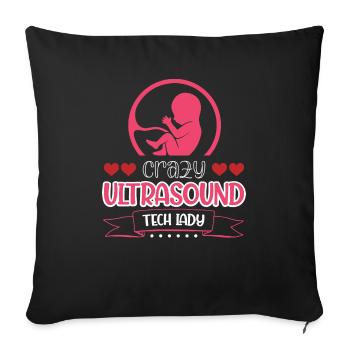 Verrückte Ultraschall-Tech-Dame - Sofakissenbezug 45 x 45 cm - Schwarz - Vorne