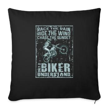 Lustiges Motorrad Geschenk Biker Spruch - Sofakissenbezug 45 x 45 cm - Schwarz - Vorne