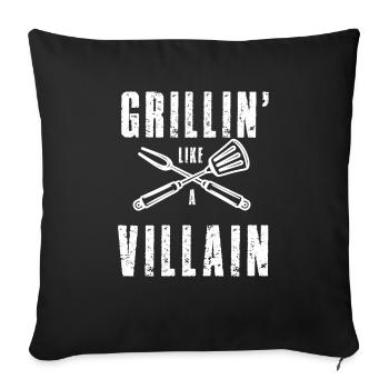 Lustiger Grill-Spruch I Grillen Motiv - Sofakissenbezug 45 x 45 cm - Schwarz - Vorne