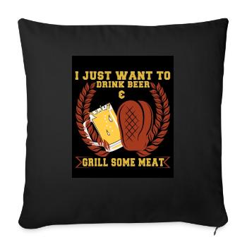 Lustiger Grill-Spruch I Grillen Motiv - Sofakissenbezug 45 x 45 cm - Schwarz - Vorne