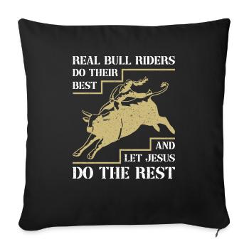 Cowboy Bull Riding Bulls - Housse de coussin décorative 45 x 45 cm - noir - Devant