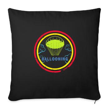 Heißluftballon & Ballon Fahrer Geschenk - Sofakissenbezug 45 x 45 cm - Schwarz - Vorne