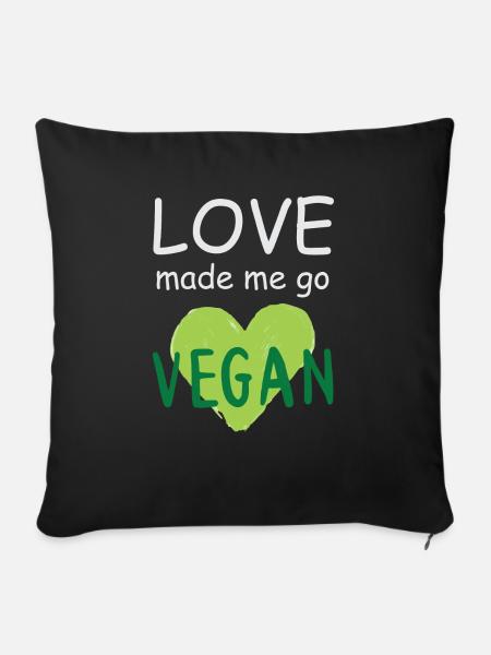 Vegan Fleischlos Tierlieb & Veganer - Sofakissenbezug 45 x 45 cm - Schwarz