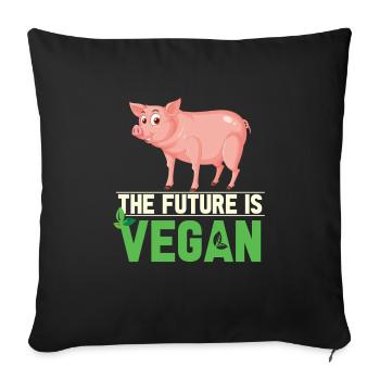 Vegan Fleischlos Tierlieb & Veganer - Sofakissenbezug 45 x 45 cm - Schwarz - Vorne