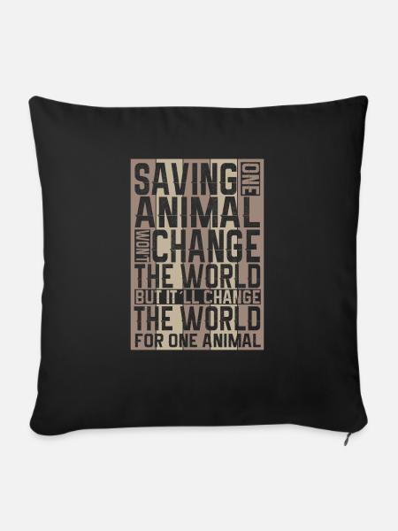 Vegan Fleischlos Tierlieb & Veganer - Sofakissenbezug 45 x 45 cm - Schwarz