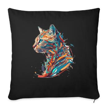 Colorful Vector cat for cat lovers - Sofa pillowcase 17,3'' x 17,3'' (45 x 45 cm) - black - Front