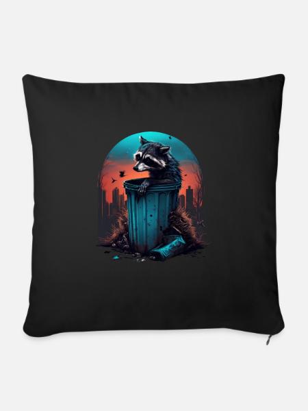 Raccoon Waschbär - Sofakissenbezug 45 x 45 cm - Schwarz