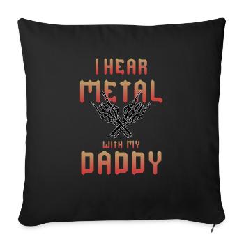 J’écoute du metal avec mon T-shirt Papa pour enfants - Housse de coussin décorative 45 x 45 cm - noir - Devant
