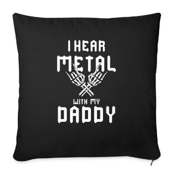 J’écoute du metal avec mon T-shirt Papa pour enfants - Housse de coussin décorative 45 x 45 cm - noir - Devant