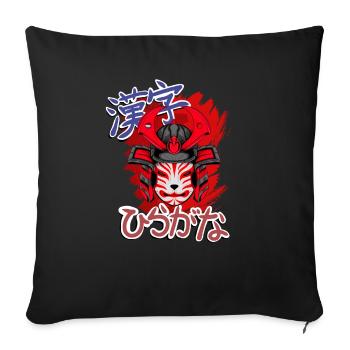 Kitsun Vaporwave Japonais Kami Vaporwave Kitsune - Housse de coussin décorative 45 x 45 cm - noir - Devant