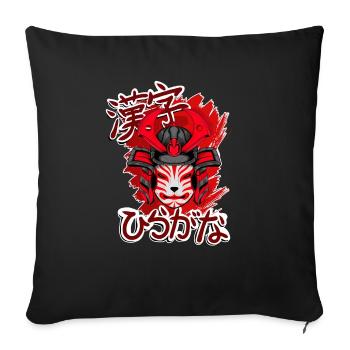 Kitsun Vaporwave Japanische Kami Vaporwave Kitsune - Sofakissenbezug 45 x 45 cm - Schwarz - Vorne