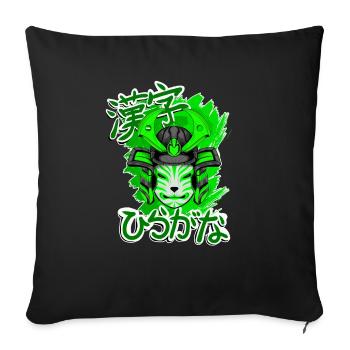 Kitsun Vaporwave Japonais Kami Vaporwave Kitsune - Housse de coussin décorative 45 x 45 cm - noir - Devant
