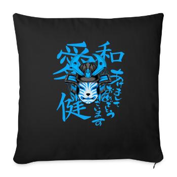 Kitsun Vaporwave Japanische Kami Vaporwave Kitsune - Sofakissenbezug 45 x 45 cm - Schwarz - Vorne