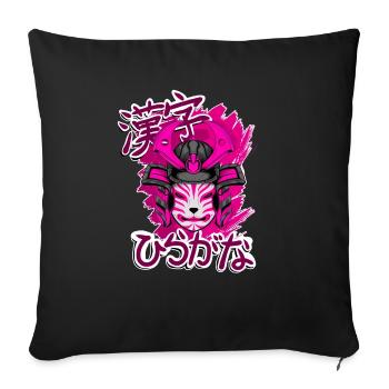 Kitsun Vaporwave Japanische Kami Vaporwave Kitsune - Sofakissenbezug 45 x 45 cm - Schwarz - Vorne