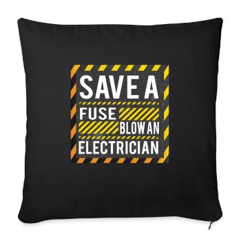 Lustige Elektriker Sprüche I Eliktriker - Sofakissenbezug 45 x 45 cm - Schwarz - Vorne