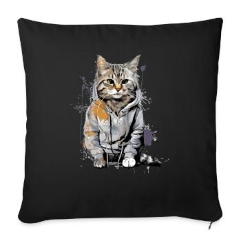 Koco die Katze - Sofakissenbezug 45 x 45 cm - Schwarz - Vorne