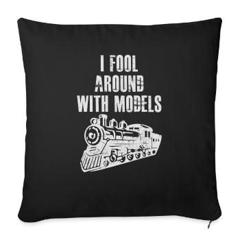 Lokführer Bahn Design I Model Eisenbahn - Sofakissenbezug 45 x 45 cm - Schwarz - Vorne
