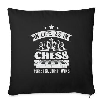 Lusitger Schachspieler Spruch I Schach - Sofakissenbezug 45 x 45 cm - Schwarz - Vorne