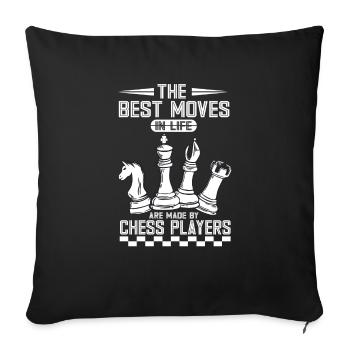 Lusitger Schachspieler Spruch I Schach - Sofakissenbezug 45 x 45 cm - Schwarz - Vorne