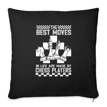 Lusitger Schachspieler Spruch I Schach - Sofakissenbezug 45 x 45 cm - Schwarz - Vorne