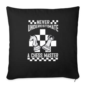 Lusitger Schachspieler Spruch I Schach - Sofakissenbezug 45 x 45 cm - Schwarz - Vorne